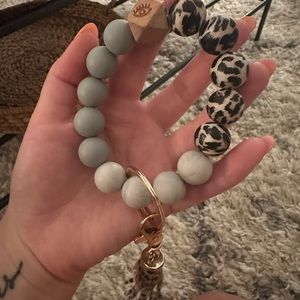Mint and cheetah bracelet key holder